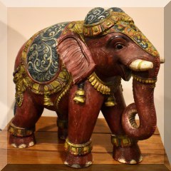 D55. Carved and painted elephant. 18” - $65